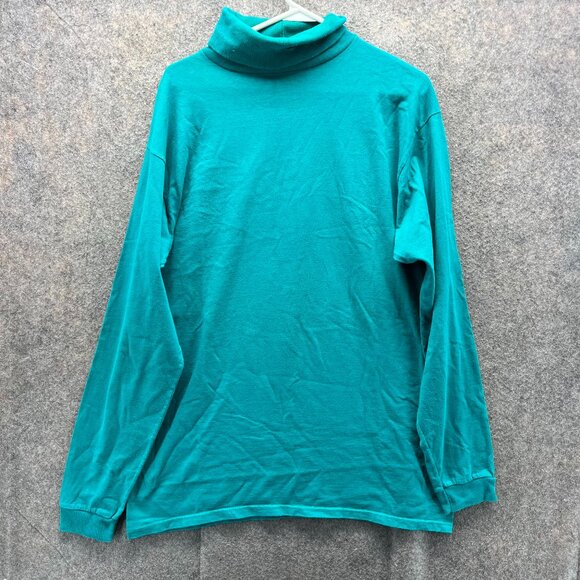 Vintage Adidas Sweater Mens Large Teal Blue Pullover Fleece Turtle Neck Y2K USA - Picture 1 of 10